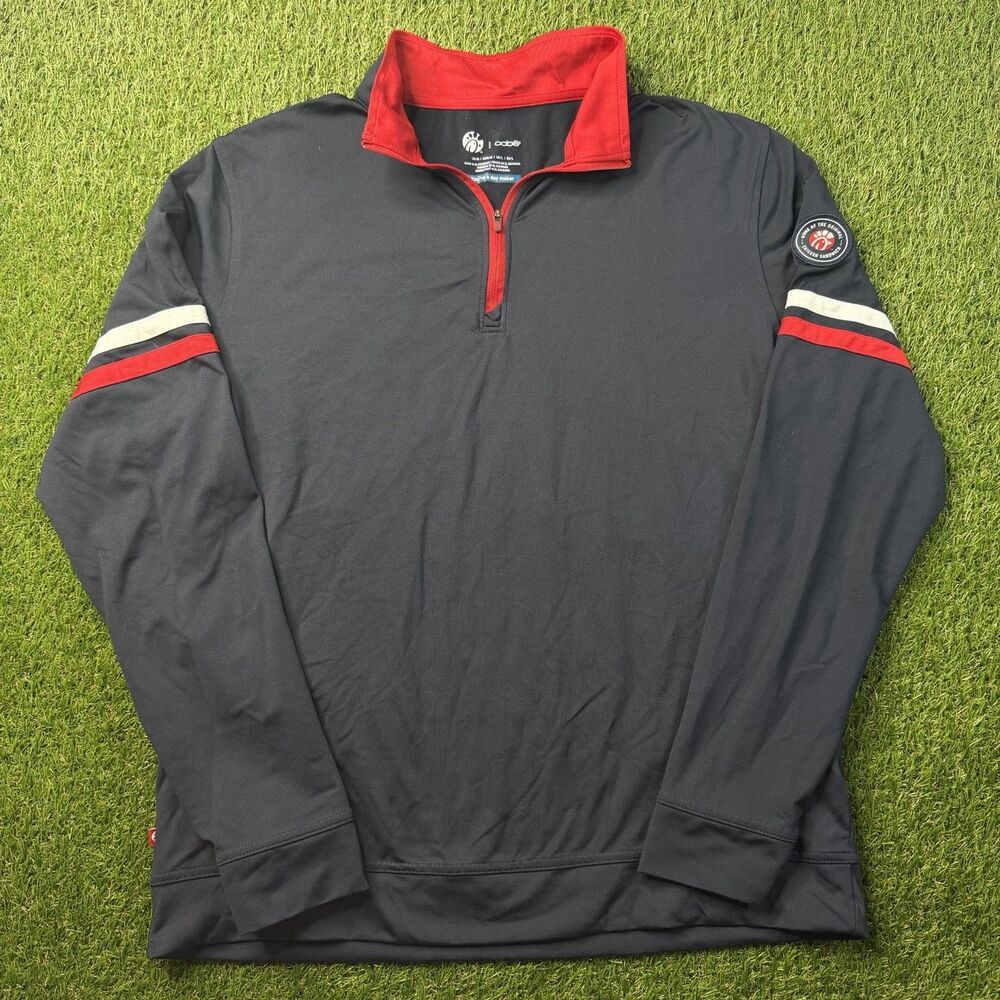 Chick-fil-A 1/4 Zip Employee Uniform Mens Medium Oobe Blue Sweatshirt Chicken